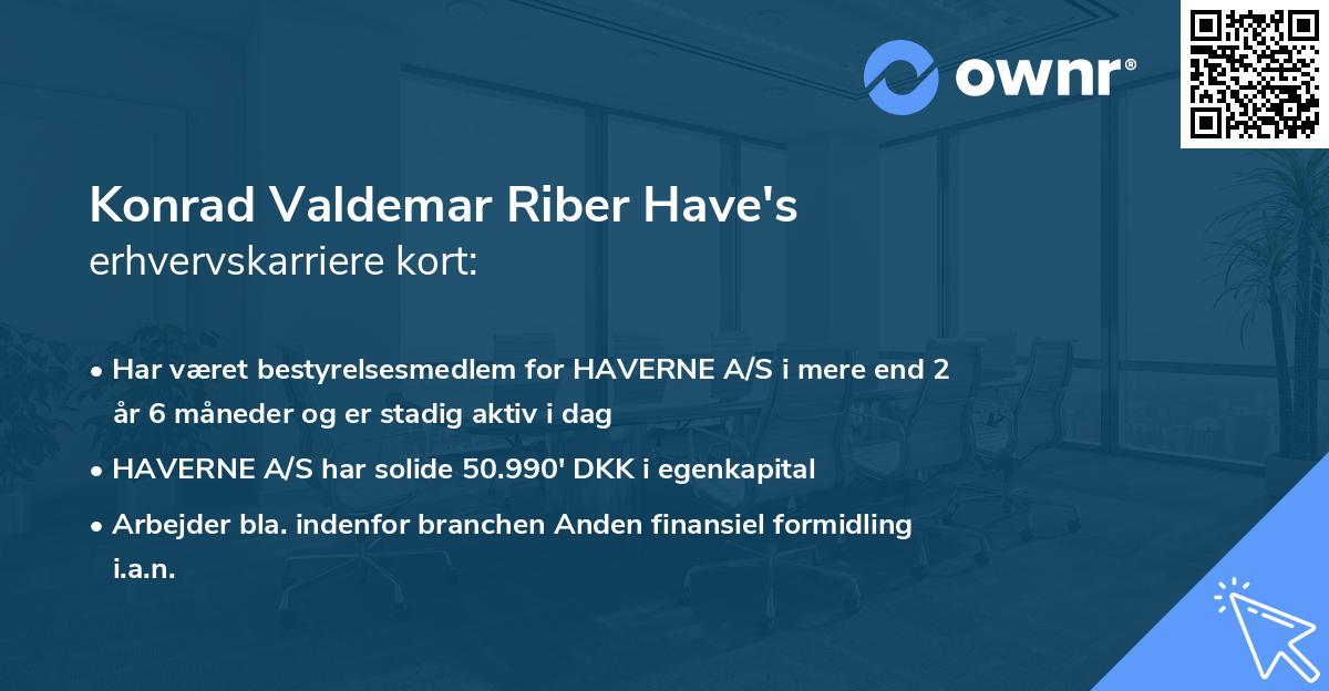 Konrad Valdemar Riber Have's erhvervskarriere kort