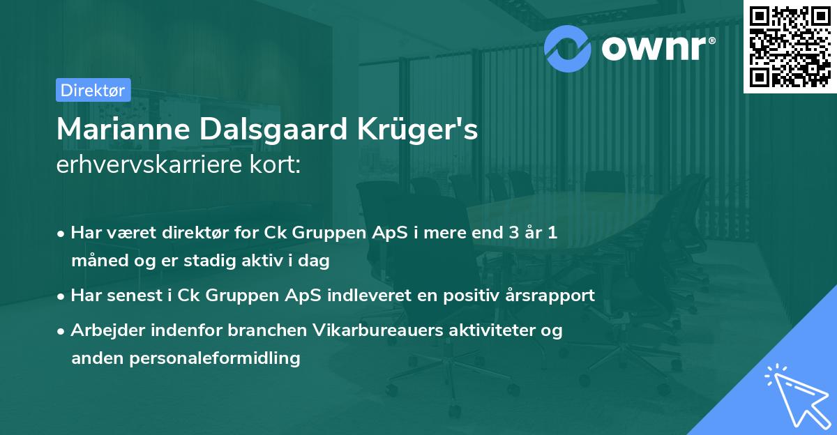 Marianne Dalsgaard Krüger's erhvervskarriere kort