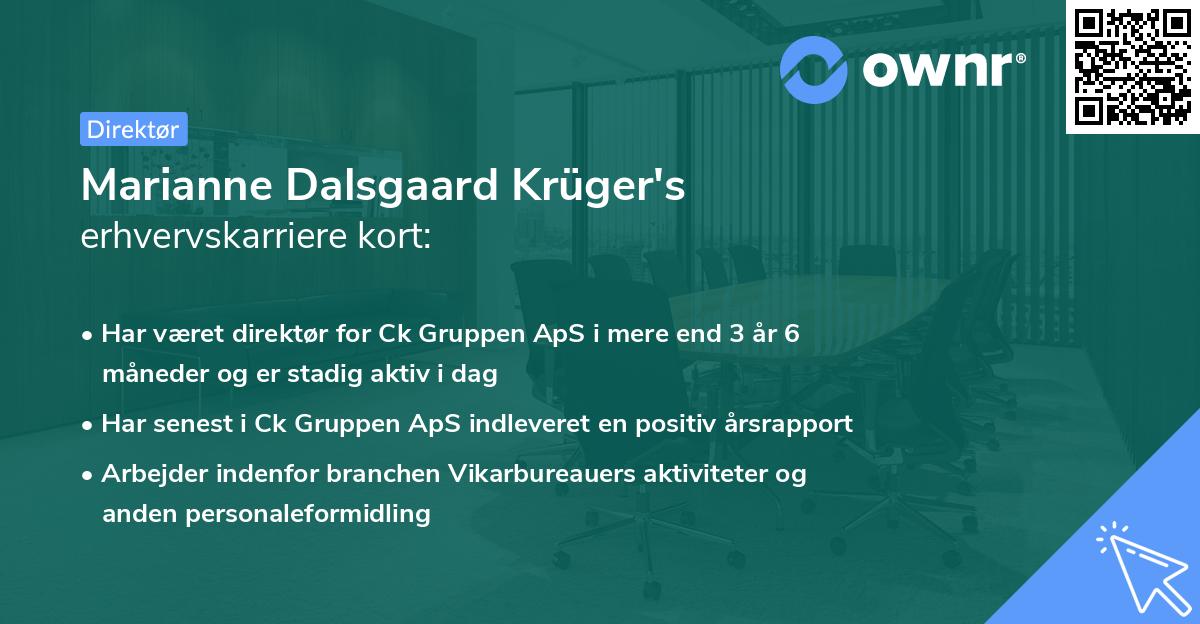 Marianne Dalsgaard Krüger's erhvervskarriere kort