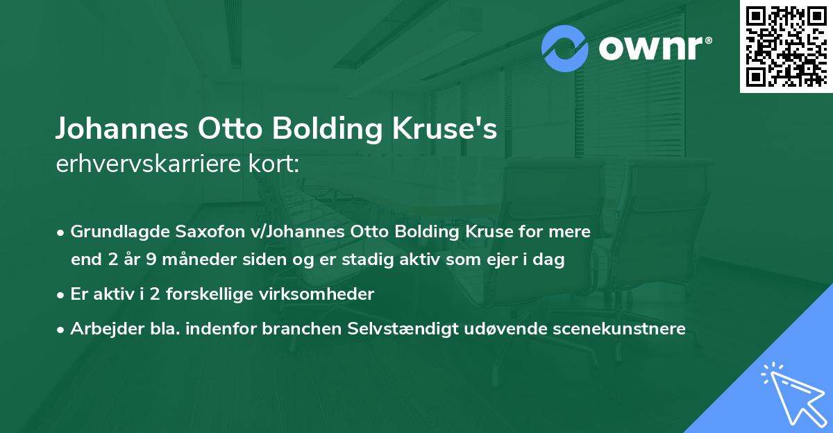 Johannes Otto Bolding Kruse's erhvervskarriere kort