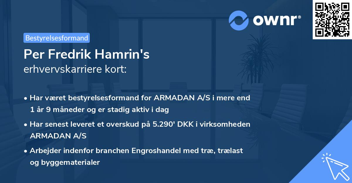 Per Fredrik Hamrin's erhvervskarriere kort