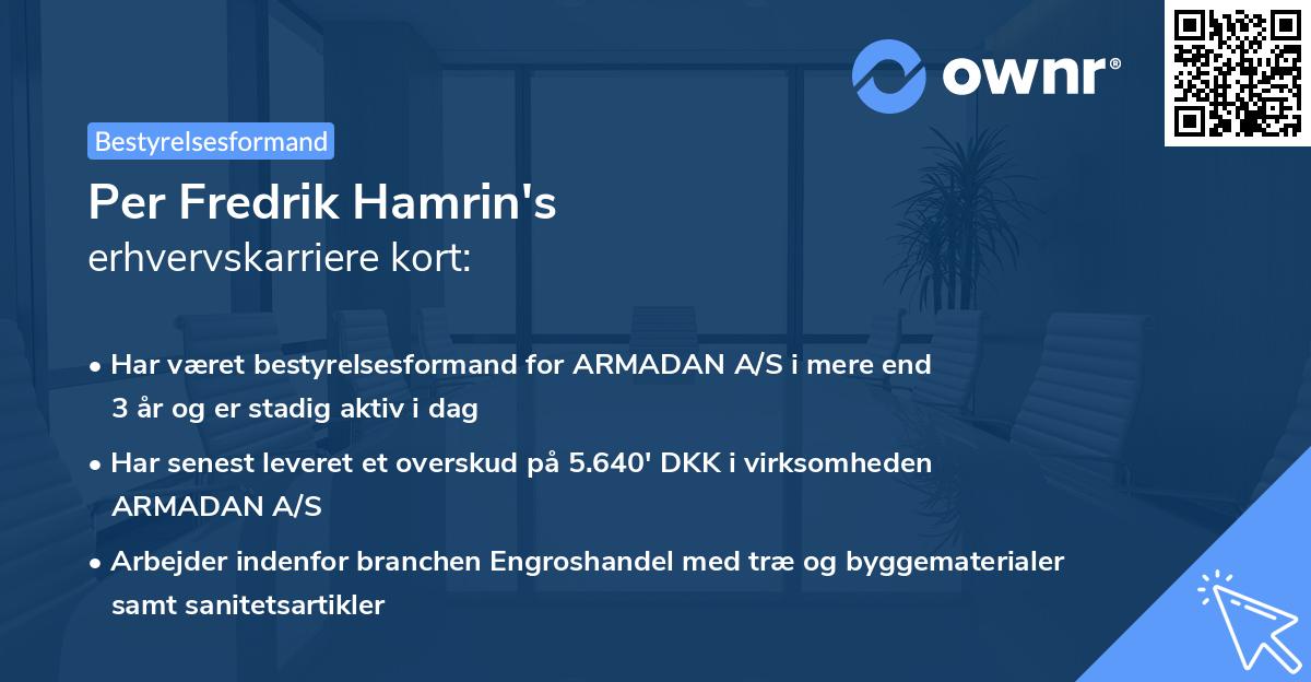 Per Fredrik Hamrin's erhvervskarriere kort