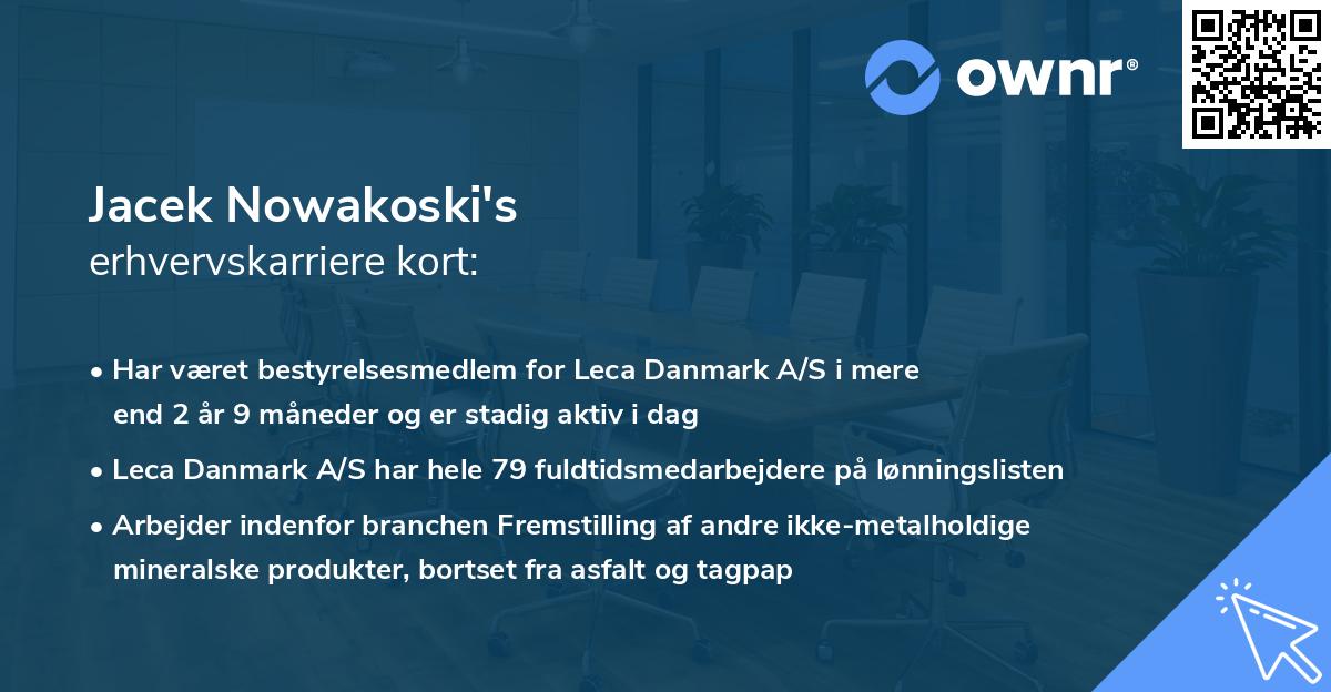 Jacek Nowakoski's erhvervskarriere kort