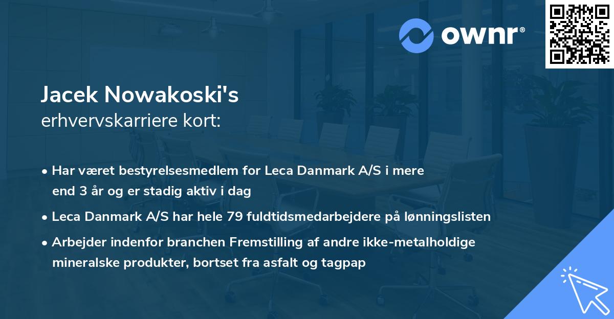 Jacek Nowakoski's erhvervskarriere kort