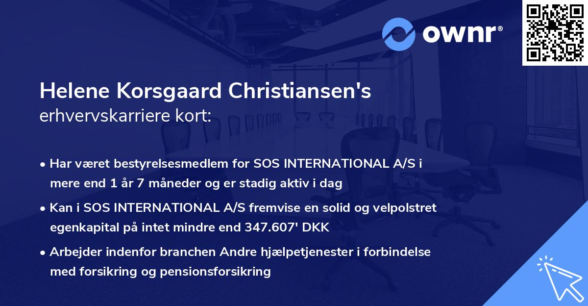 Helene Korsgaard Christiansen's erhvervskarriere kort