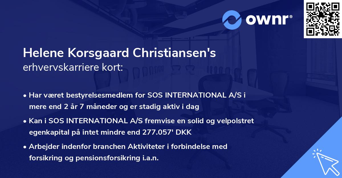 Helene Korsgaard Christiansen's erhvervskarriere kort