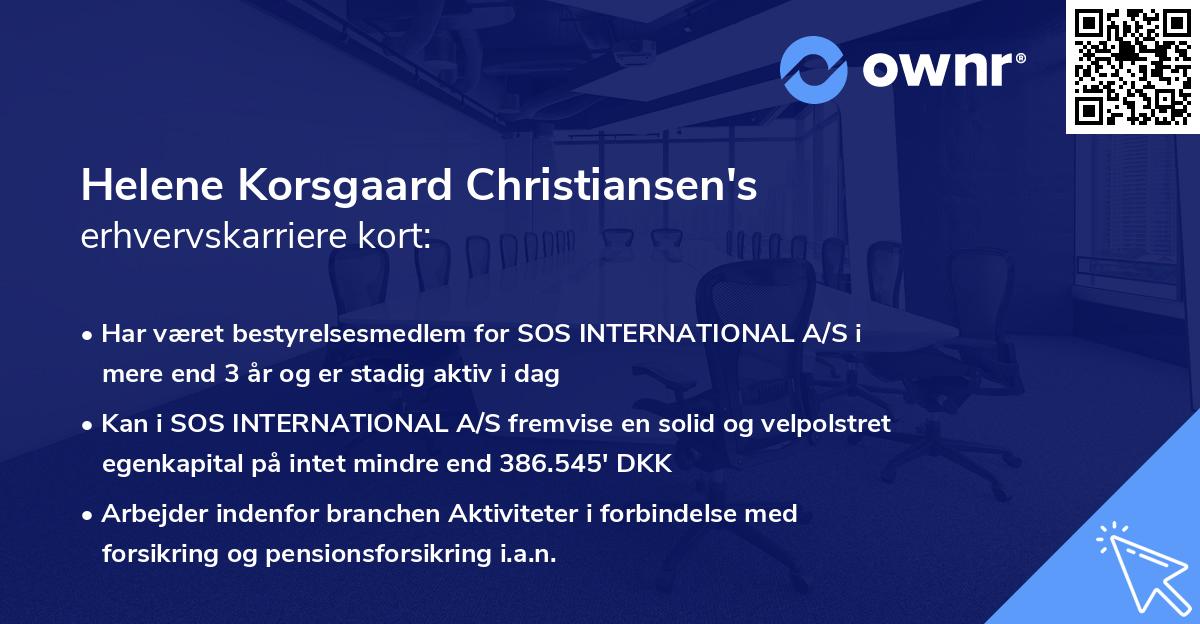 Helene Korsgaard Christiansen's erhvervskarriere kort