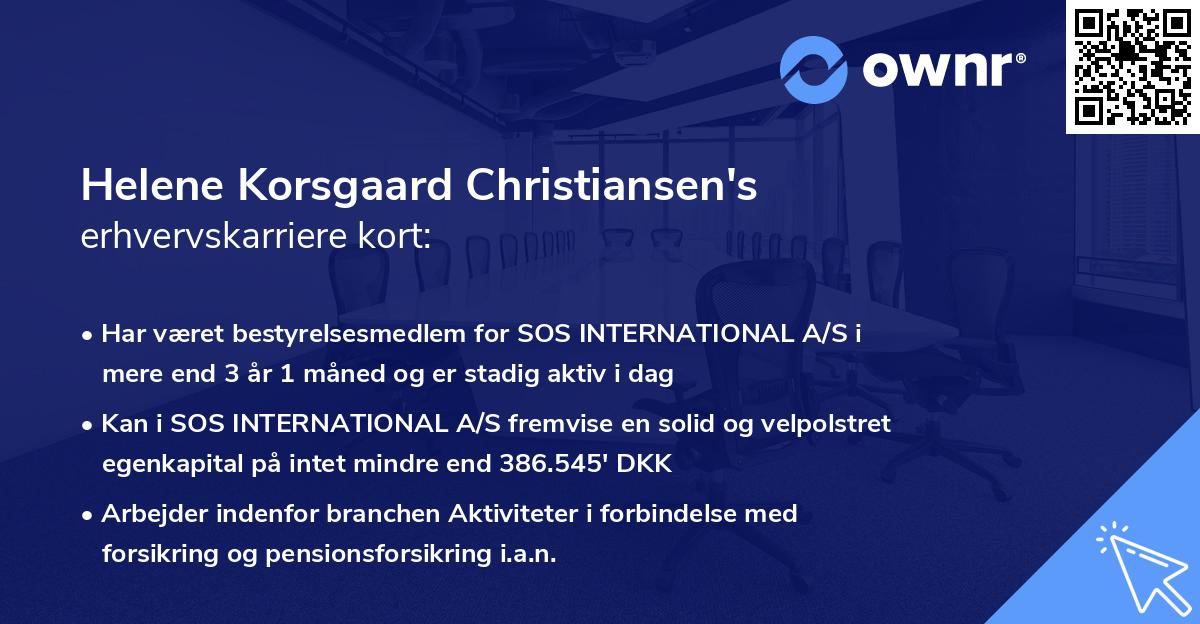 Helene Korsgaard Christiansen's erhvervskarriere kort