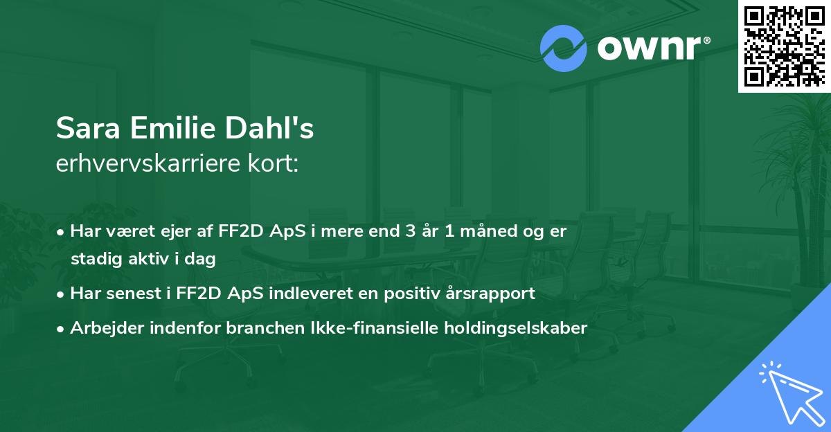 Sara Emilie Dahl's erhvervskarriere kort