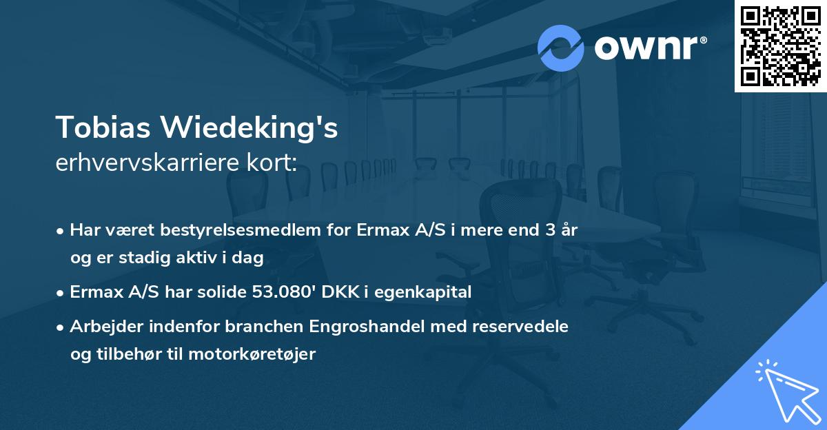 Tobias Wiedeking's erhvervskarriere kort