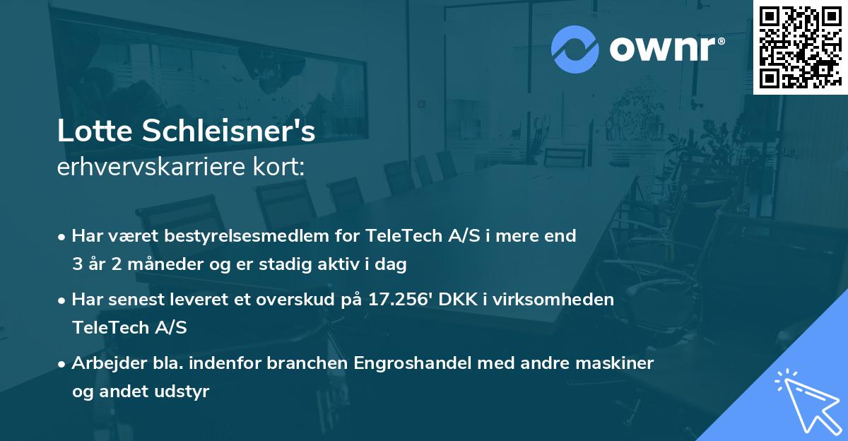 Lotte Schleisner's erhvervskarriere kort