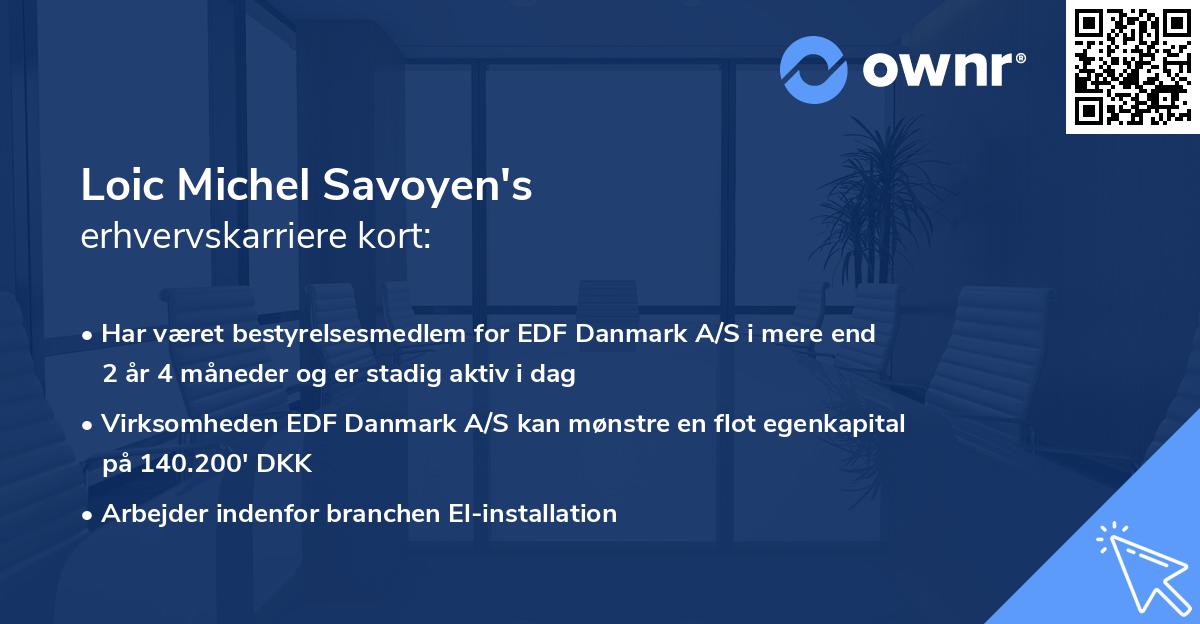 Loic Michel Savoyen's erhvervskarriere kort
