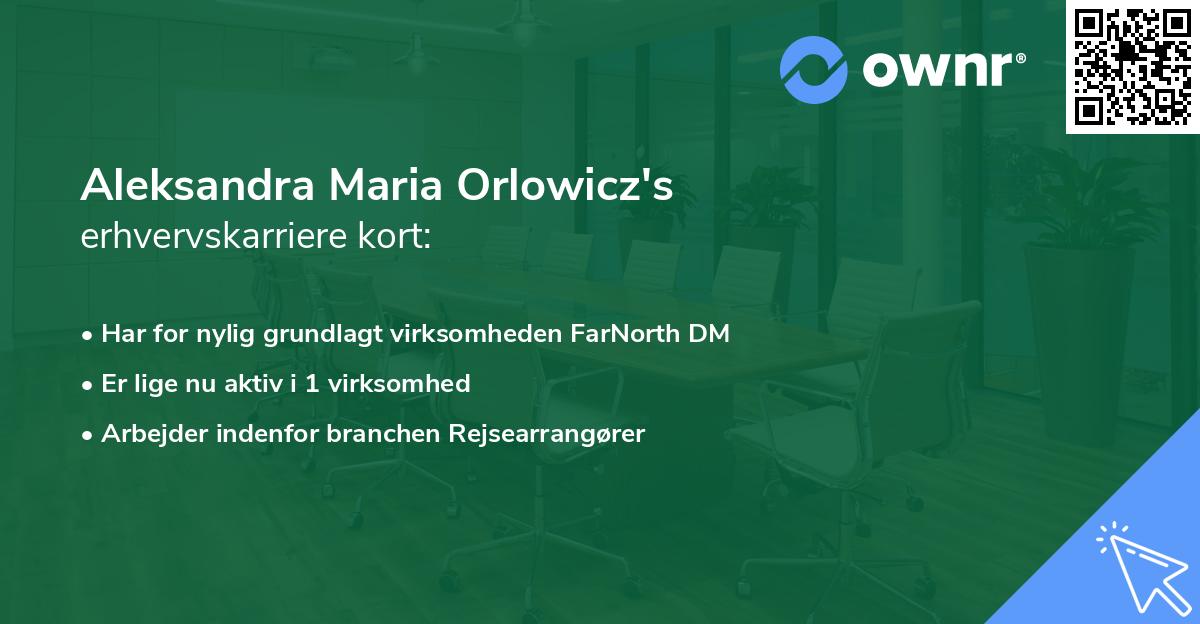 Aleksandra Maria Orlowicz's erhvervskarriere kort