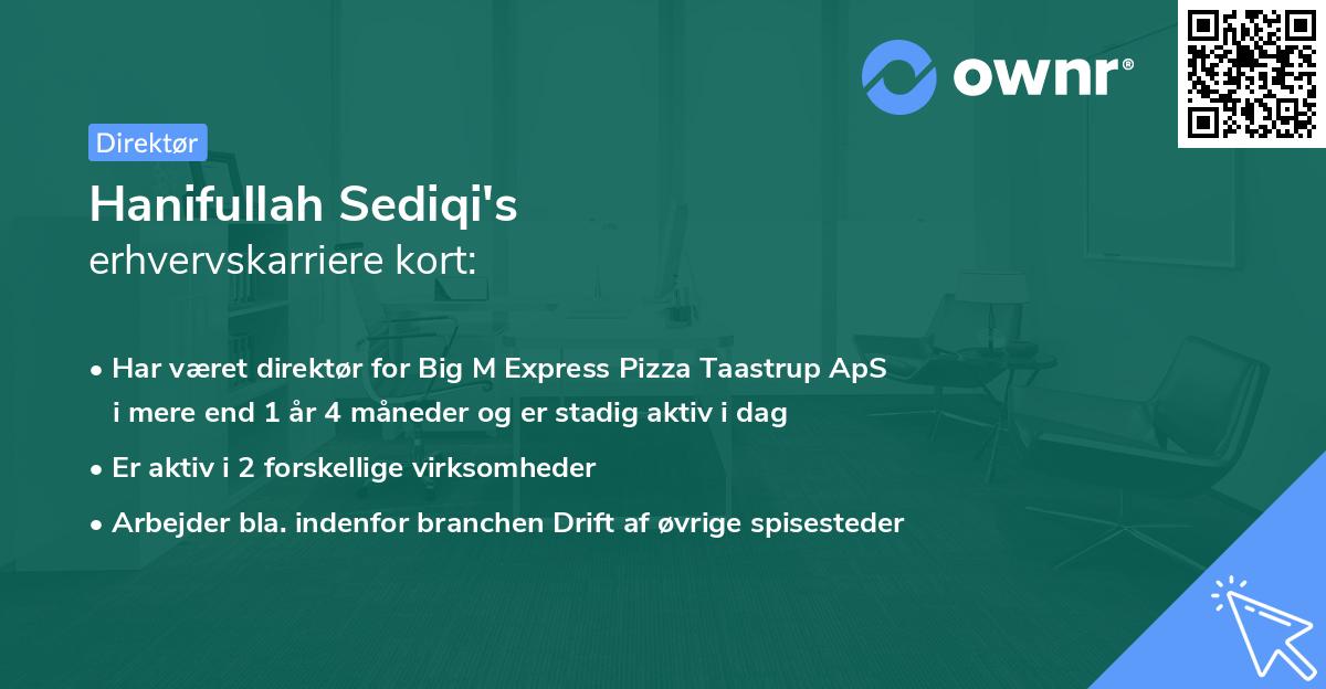 Hanifullah Sediqi's erhvervskarriere kort
