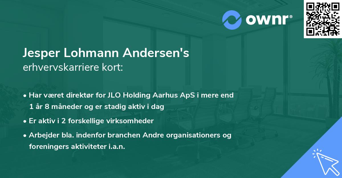 Jesper Lohmann Andersen's erhvervskarriere kort