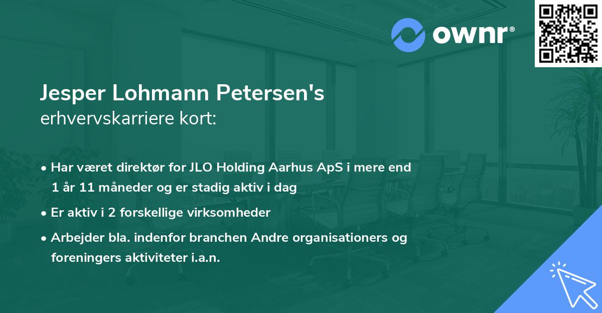 Jesper Lohmann Petersen's erhvervskarriere kort