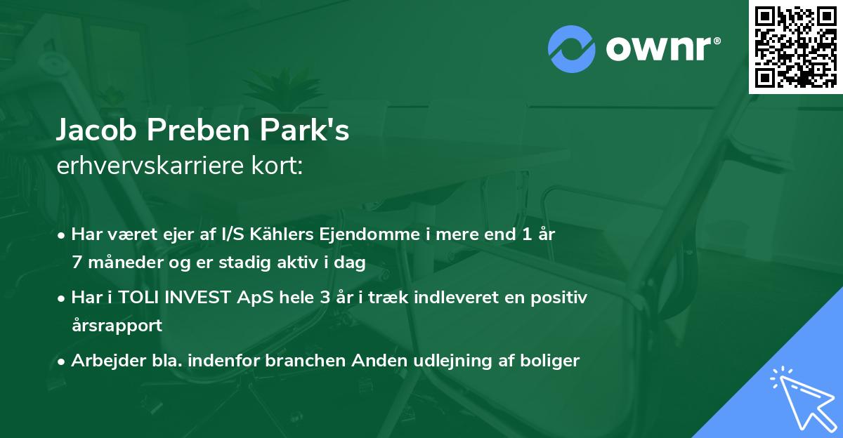 Jacob Preben Park's erhvervskarriere kort