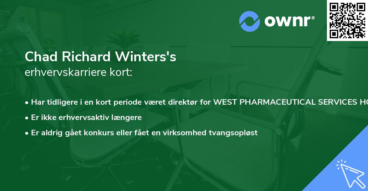 Chad Richard Winters's erhvervskarriere kort