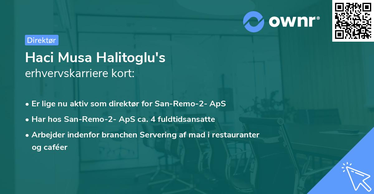 Haci Musa Halitoglu's erhvervskarriere kort