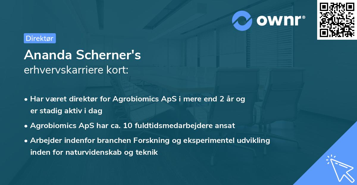 Ananda Scherner's erhvervskarriere kort