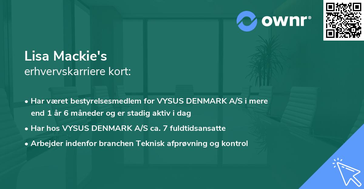 Lisa Mackie's erhvervskarriere kort