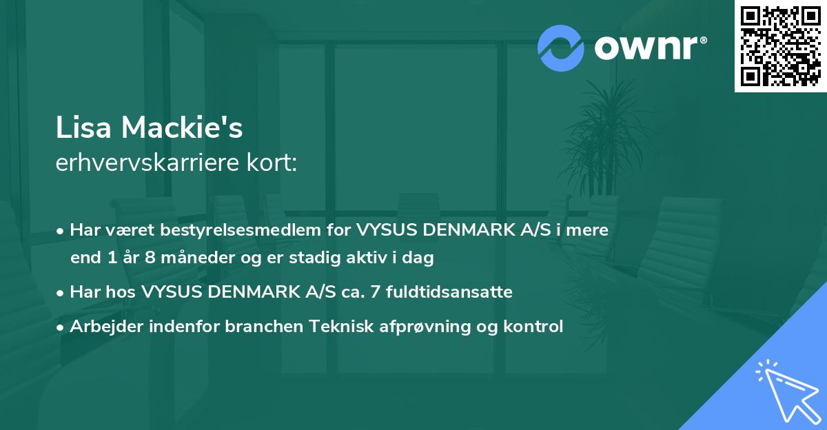 Lisa Mackie's erhvervskarriere kort