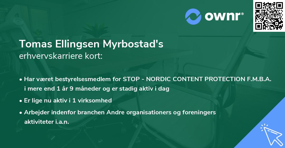 Tomas Ellingsen Myrbostad's erhvervskarriere kort