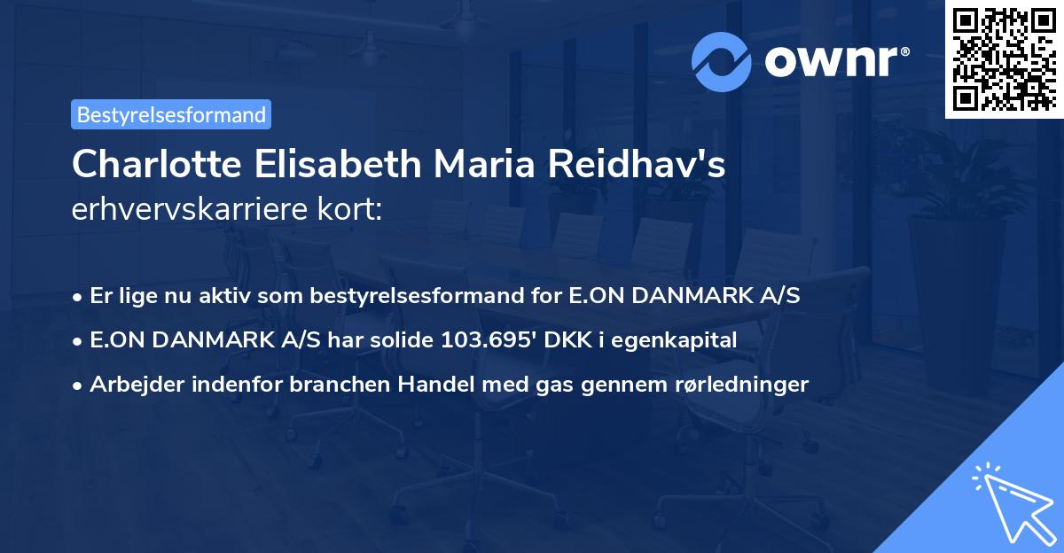 Charlotte Elisabeth Maria Reidhav's erhvervskarriere kort