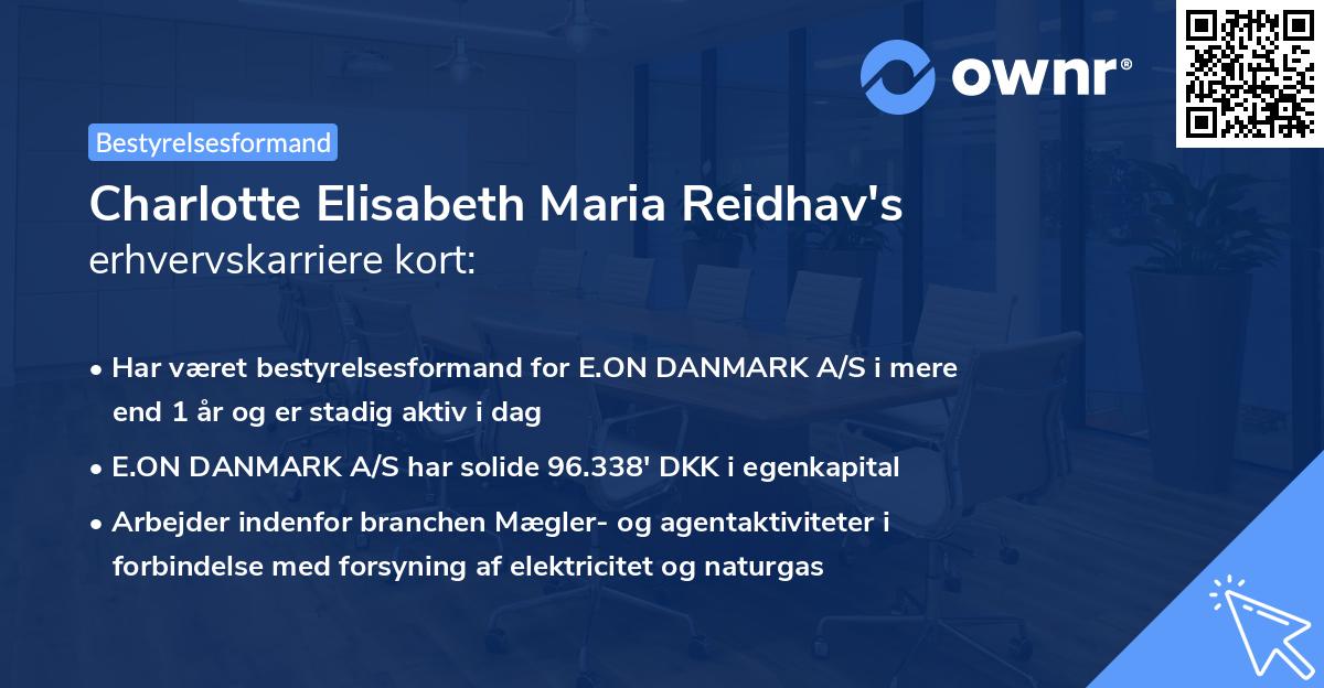 Charlotte Elisabeth Maria Reidhav's erhvervskarriere kort