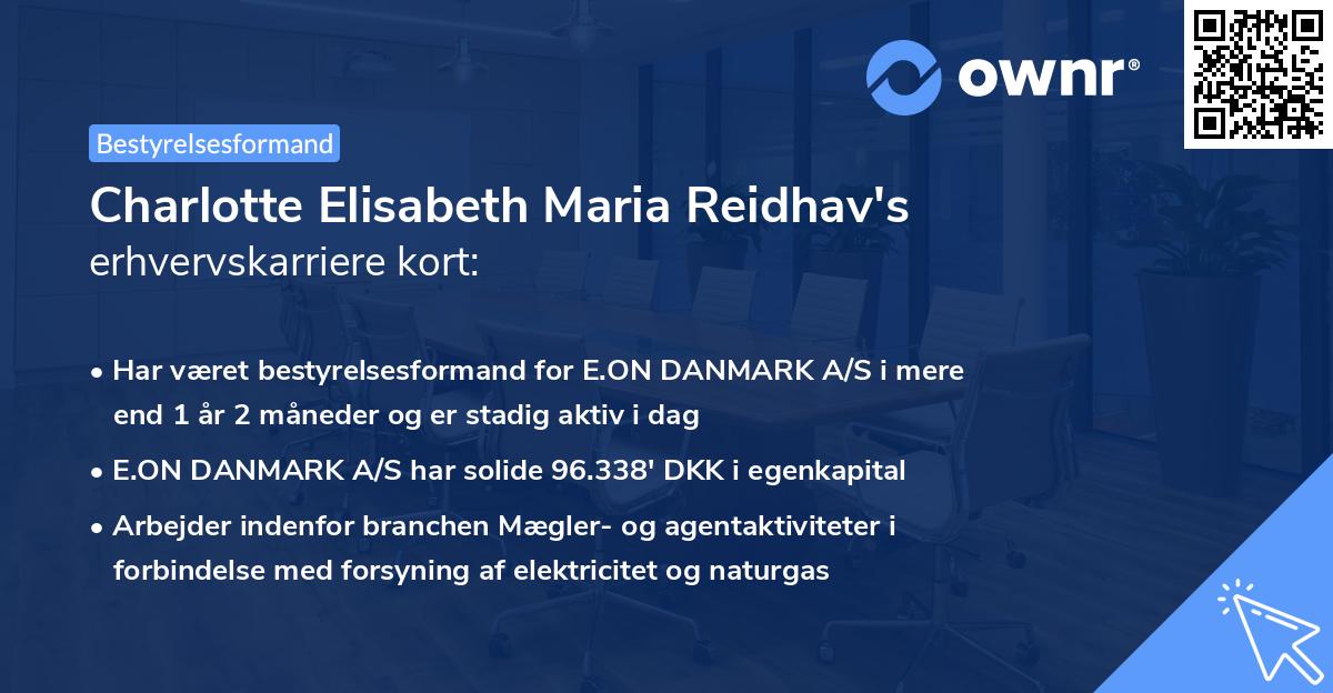 Charlotte Elisabeth Maria Reidhav's erhvervskarriere kort