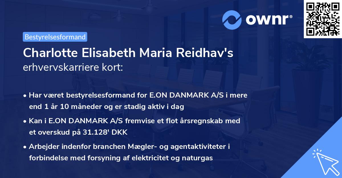 Charlotte Elisabeth Maria Reidhav's erhvervskarriere kort
