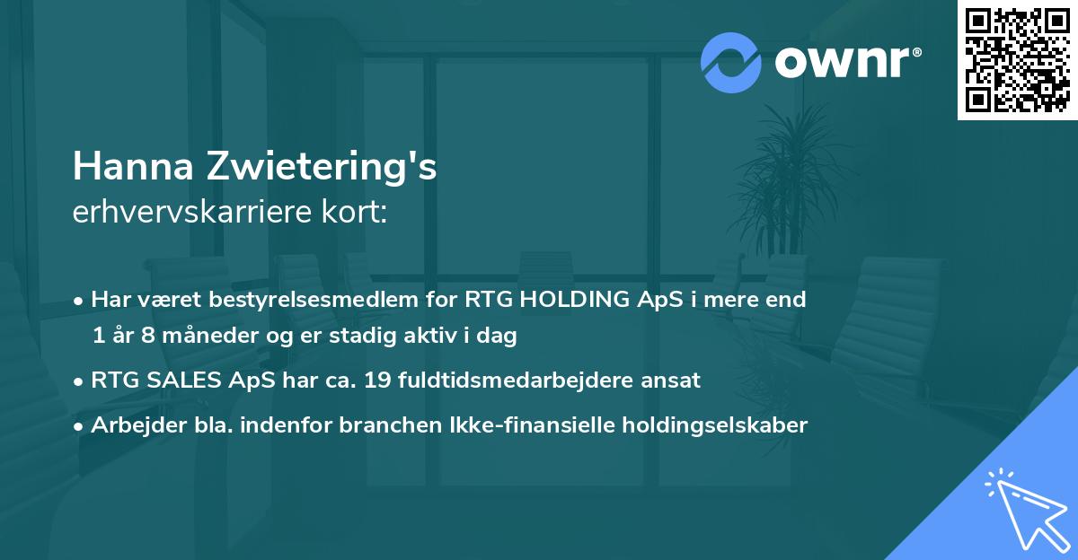 Hanna Zwietering's erhvervskarriere kort