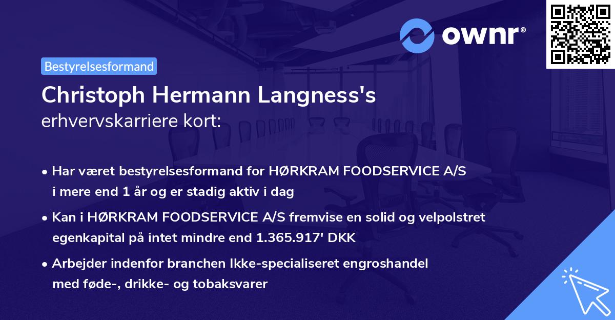 Christoph Hermann Langness's erhvervskarriere kort