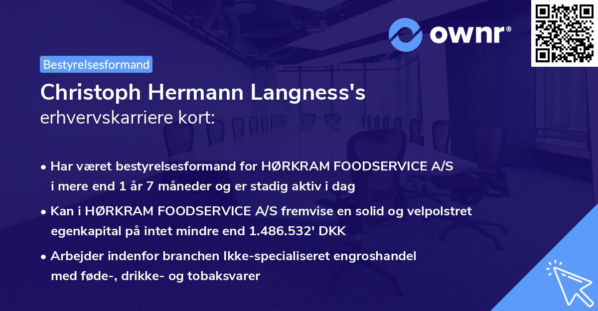 Christoph Hermann Langness's erhvervskarriere kort