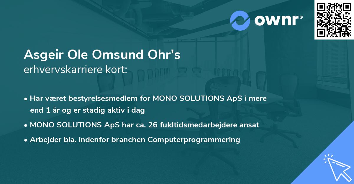Asgeir Ole Omsund Ohr's erhvervskarriere kort