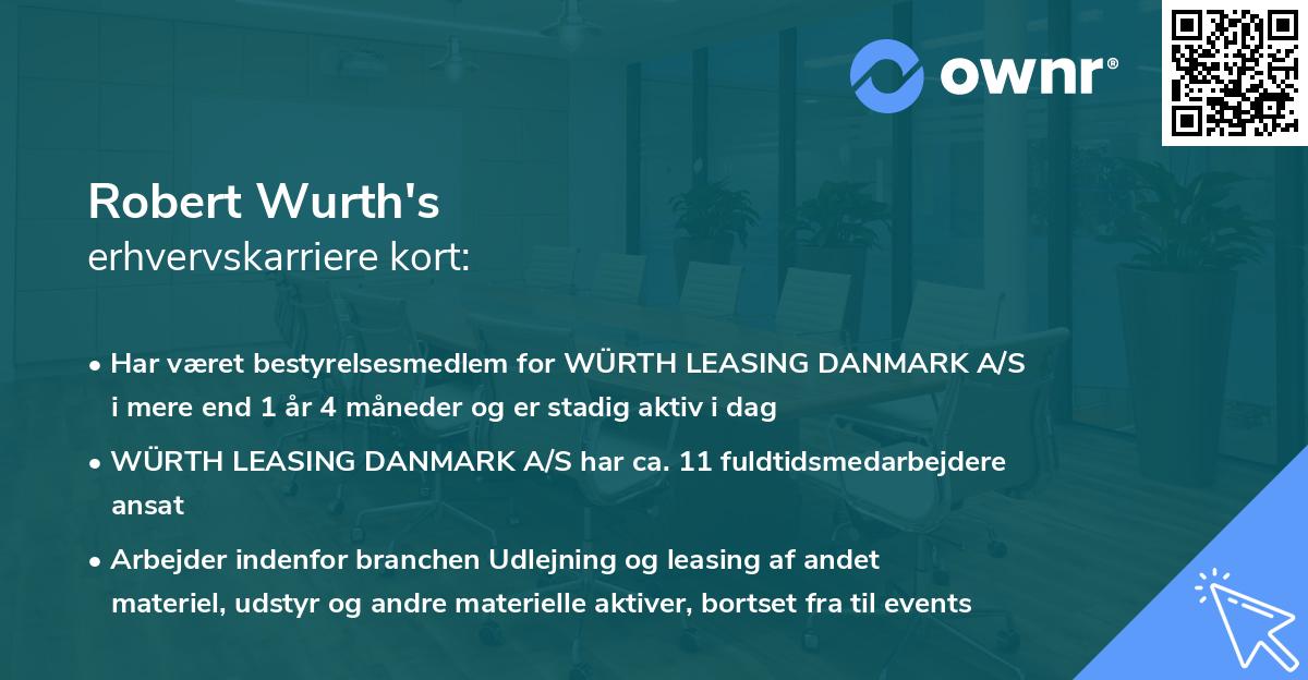 Robert Wurth's erhvervskarriere kort