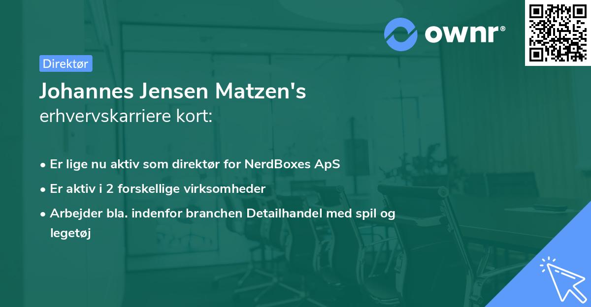 Johannes Jensen Matzen's erhvervskarriere kort