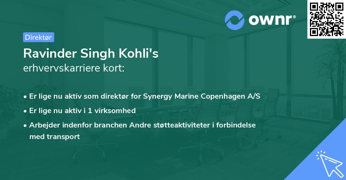 Ravinder Singh Kohli's erhvervskarriere kort