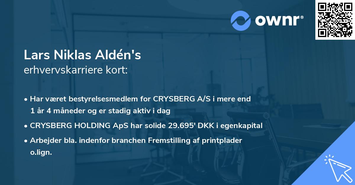 Lars Niklas Aldén's erhvervskarriere kort