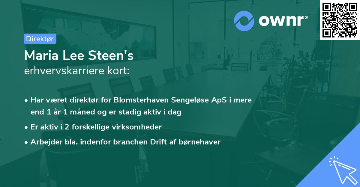 Maria Lee Steen's erhvervskarriere kort