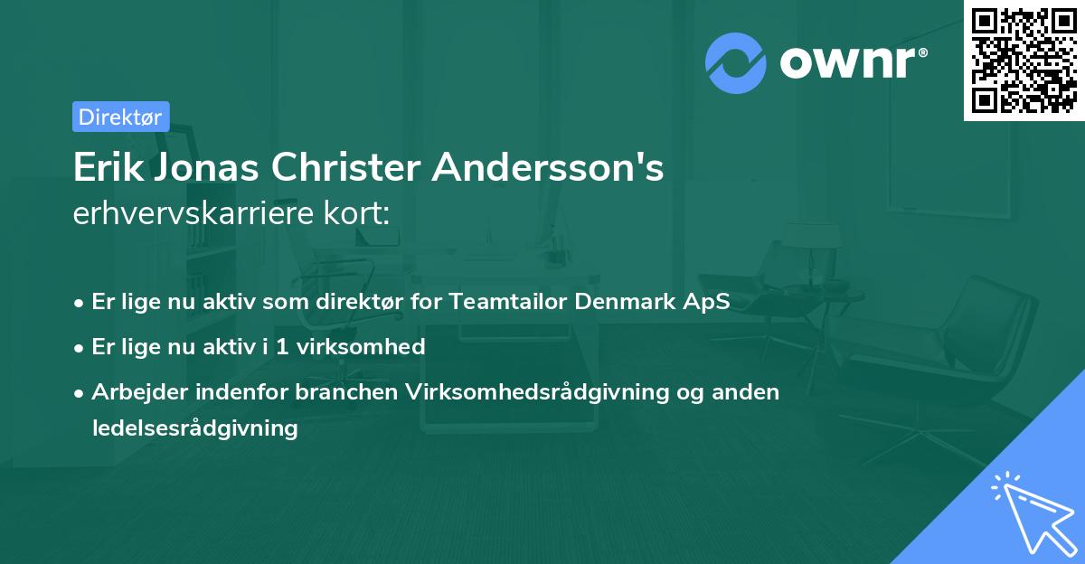 Erik Jonas Christer Andersson's erhvervskarriere kort