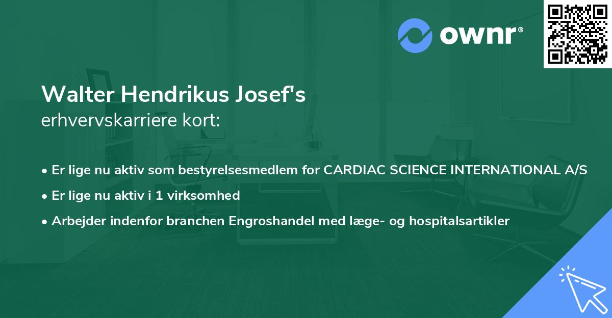Walter Hendrikus Josef's erhvervskarriere kort