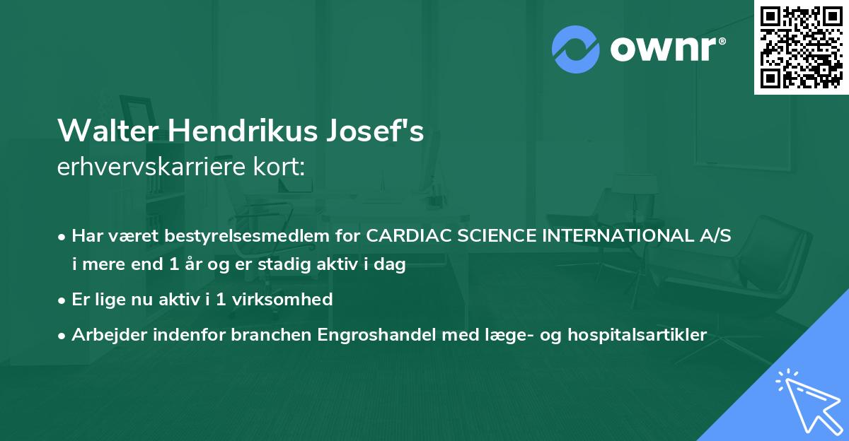 Walter Hendrikus Josef's erhvervskarriere kort