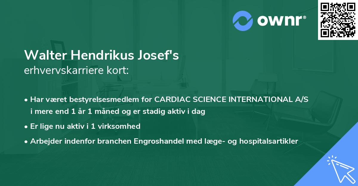 Walter Hendrikus Josef's erhvervskarriere kort