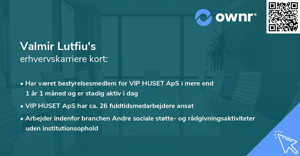 Valmir Lutfiu's erhvervskarriere kort