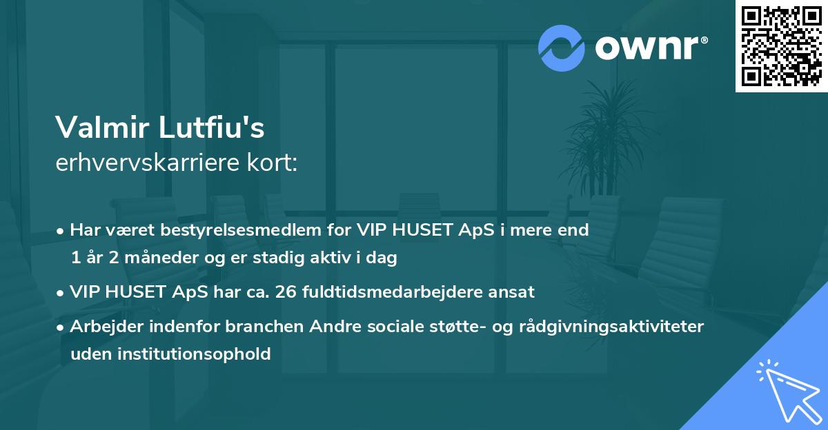 Valmir Lutfiu's erhvervskarriere kort