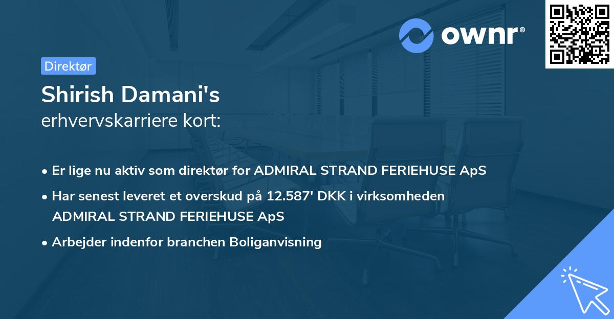 Shirish Damani's erhvervskarriere kort