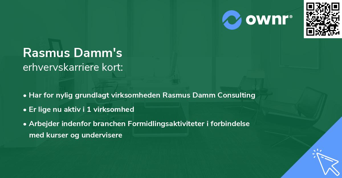 Rasmus Damm's erhvervskarriere kort