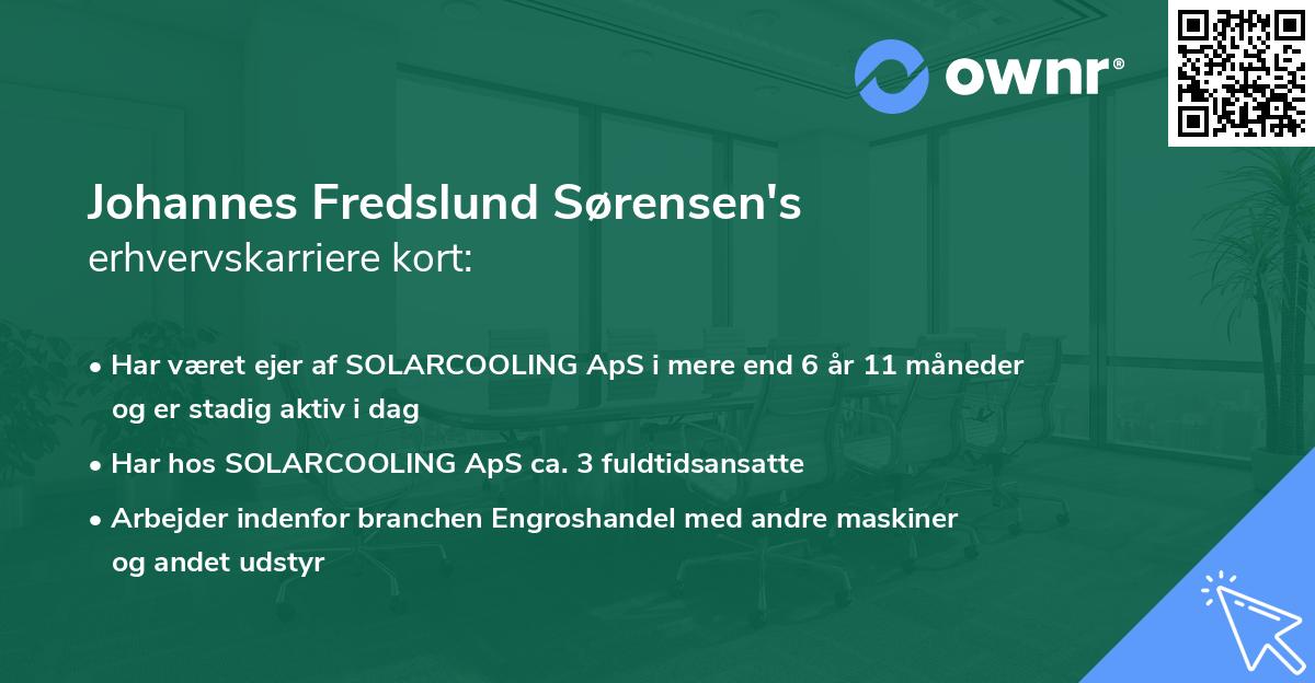Johannes Fredslund Sørensen's erhvervskarriere kort