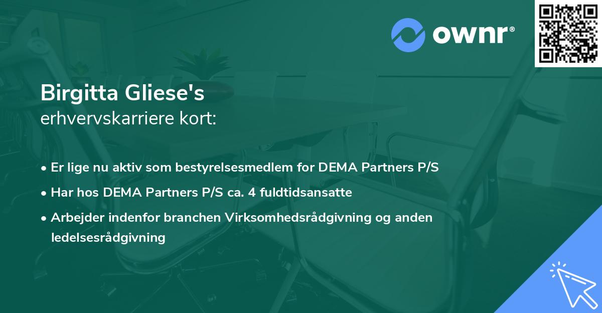 Birgitta Gliese's erhvervskarriere kort